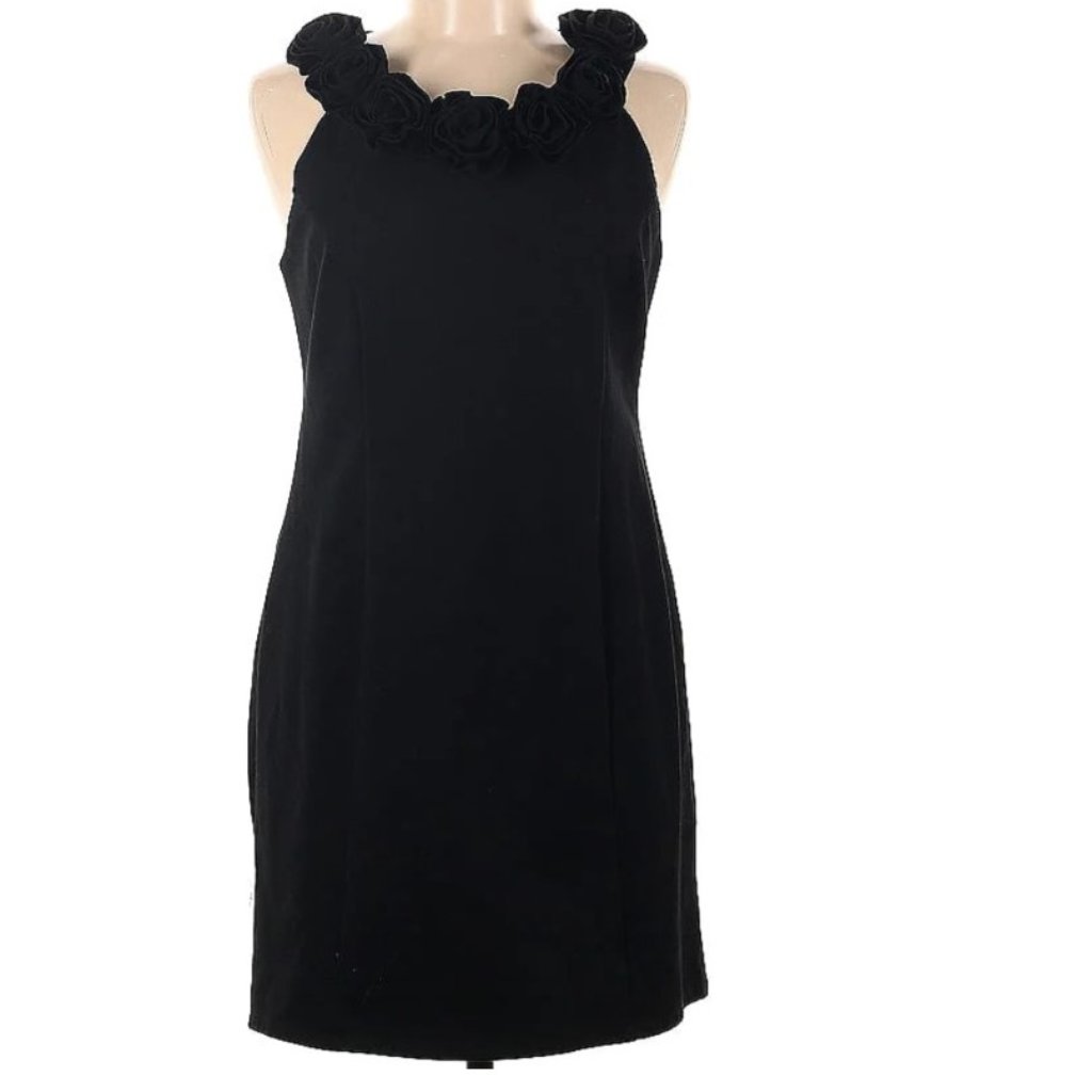 Black Knit Rosettes Bodice Sheath Sleeveless Mini Dress By Inc Sz Xl